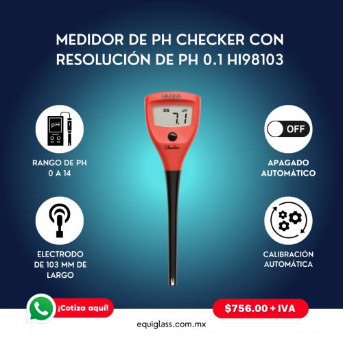 Medidor de pH de bolsillo Checker de HANNA con resolucin de pH 0.1