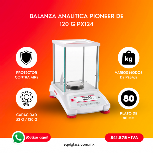 Balanza analtica Pioneer de 120 g, modelo PX124