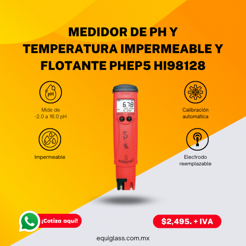 Medidor de pH y Temperatura impermeable y flotante pHep5