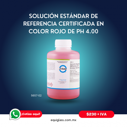 Solucin estndar de referencia certificada en color rojo de pH 4.00